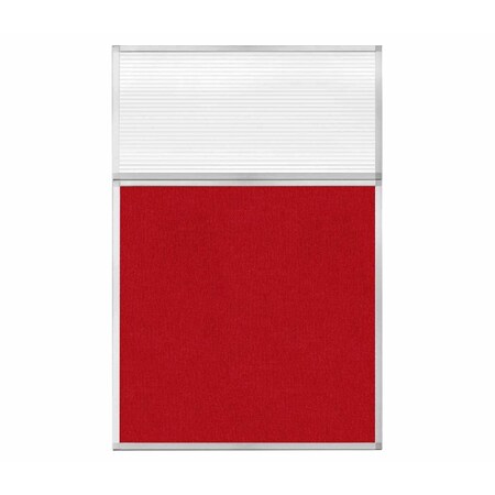 Versare Hush Panel Configurable Cubicle Partition 4' x 6' W/ Window Red Fabric Clear Fluted Window 1850627-1